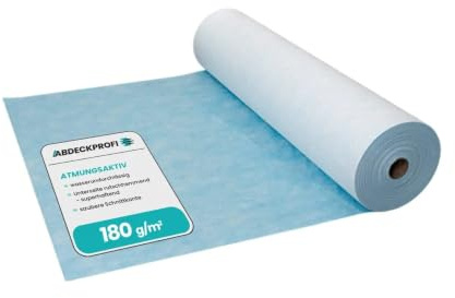 Abdeckvlies selbstklebend Atmungsaktiv – 180g/m² - 0.65m x 25m (16,25m²) | Dampfoffen ca. 1200g/m² 24h I Renovierungsvlies, Malervlies, Abdeckvlies selbsthaftend, Treppenvlies