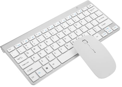 UTHCLO Combo Inalámbrico De Teclado y Ratón Silenciosos para Ordenador Portátil, Diseño Compacto Minimalista, Fácil Conexión Plug and Play, Color Plateado, Adecuado para Oficina y Viajes De Negocios