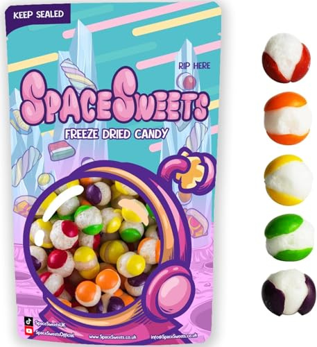 SpaceSweets Freeze Dried Fruit Comets – Crunchy Viral Candy with Skittles – Fun Snack for All Ages – Vegan & Vegetarian Friendly – TikTok Trend Sweets (Pack of 2, Fruit Comets)
