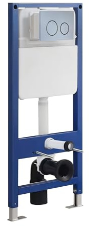 sanicomfort Vorwand WC-Element 2-Mengen-Spülung 4/6 L – Unterputz Spülkasten für Wand-WC, höhenverstellbar, für Trocken- & Nassbau, Betätigungsplatte, Wasser sparend & wartungsfreundlich hellgrau