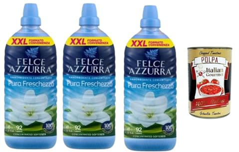 Italian Gourmet Ammorbidente Pura Freschezza Weichspüler 3 x 1840ml | Concentrato XXL, circa 276 lavaggi, langanhaltender Duft für morbidi capi e, Gesamtnettogewicht 5,52 L + Kostenlos Polpa 400g