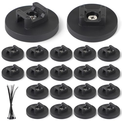 EFUTURETIME 20 x Porte-câbles Magnétiques 43 mm avec 20 Colliers de Serrage – Supports Magnétiques Réutilisables et Résistants aux Intempéries pour Garage, Bureau, Extérieur, Voiture