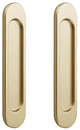 Biglumin 2 Pezzi Porta Scorrevole Autoadesiva, Maniglie a Incasso, Maniglia Porta Scorrevole, in lega di Alluminio Opaco con Manico Senza Punzonatura,Vetrine/148mm (Oro arrotondato)