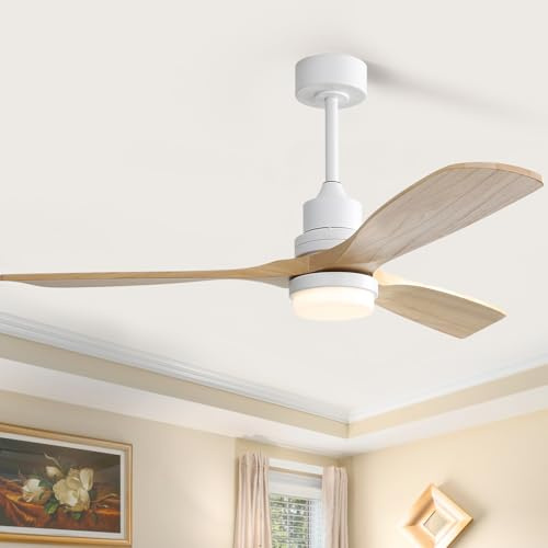 Sofucor Madera Ventilador de Techo con Luz 132cm, 6 Velocidades, Mando, Temporizador, Motor DC, LED Silencioso Ventilador Techo con Lampara para Dormitorio Salon