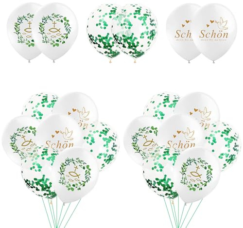 21 Stück Kommunion Luftballons, Deko Konfirmation, Konfirmation Deko Ballons, Weiß Luftballons für Taufe Erstkommunion Weihnachten