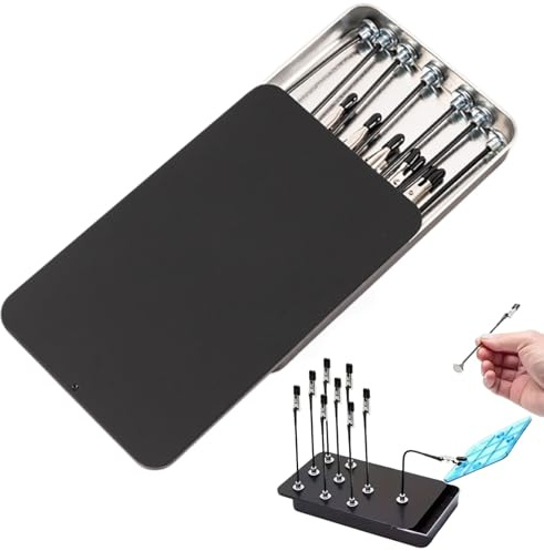 12pcs Spray Paint Holder, Model Painting Stand Kit,Miniature Painting Holder with Magnetic Bendable Clips and Storage Box, Flexible Wire Clamps With Rubber Tips,Model Making Tool for Airbrushing