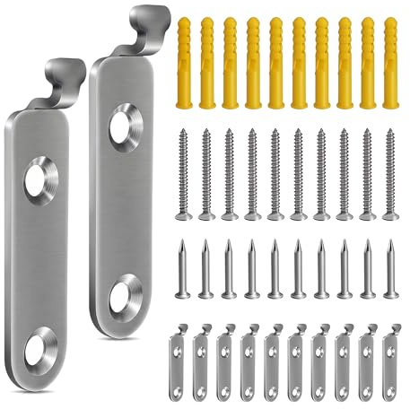 12 Pack Heavy Duty Picture Mirror Hooks Kit Hanging Screws | Metal Wall Hangers Nails Holds 50kg for Art Canvas Frames Invisible Hangers Mirrors Wall Decor