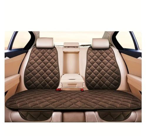 OLVESXC Autositzbezüge Winter Auto Sitzkissen Plüsch Ultra Weiche Frostschutzmittel Innen Anti Heizung Kleine Quadratische Pad Rückenlehne DREI Stücke(1-Brown)