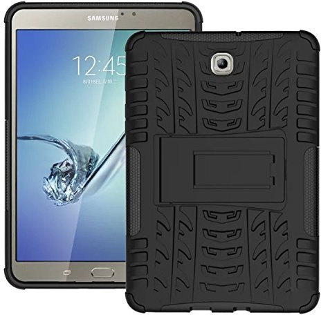 Skytar Galaxy Tab S2 8'' Custodia - Ibrido Armor Cover in TPU Silicone & Duro PC Case Protezione Custodia per Samsung Galaxy Tab S2 8.0 Pollici( SM-T710 T713 T715 T719) Tablet Cover,Nero