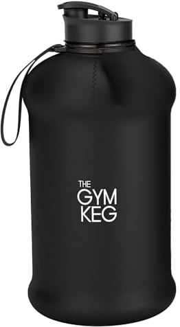 The Gym Keg - Gym Bottle With Insulated Sleeve - 2.2L Sports Bottle for Hydration - Carry Handle - Ideal for Workouts, Sports, and Fitness - Thick Material for Enhanced Durability - Stealth Black