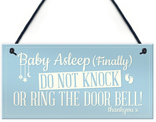 Red Ocean Baby Asleep Bedroom Door Sign Baby Sleeping New Born Mum Hanging Wall Plaque Shower Gift