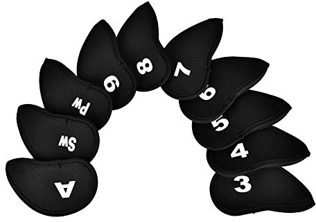 schläger Abdeckung,schläger Eisen 56,Iron Cover,schlägerhüllen, 10 Stück Iron Sleeves wasserdichte Neopren-Kopfschutzhülle für schläger Iron Club Queue mit Ziffern(Schwarz)
