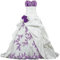 Zorayi Élégant Bustier Broderie Robe de Mariée Taffetas et Organza A-Ligne Longue Nuptiale Ivoire & Violet Taille 56