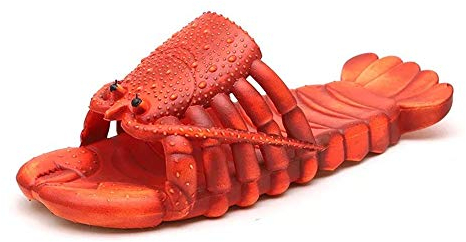 TOTENJS Hummer-Hausschuhe, Fisch-Hausschuhe, Barsch-Sandalen, Tier-Hausschuhe, Fisch-Hausschuhe, Hummer-Flops, Rot/Ausflug, einfarbig (Getaway Solids), 8.5-9.5 Women/7-8 Men