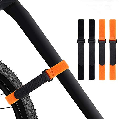 SANNIX Wiederverwendbarer Fahrrad-Radgurt, verstellbar, Fahrradträger-Gurt mit robustem Haken (Schwarz und Orange)