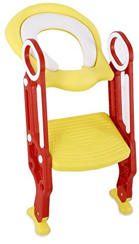 Siège de toilette bébé Pliable et Réglable, Échelle de toilette pour bébé, Reducteur de Toilette Bébé, Réducteur de WC pour enfants, Échelle de chaise de toilette souple(rouge)