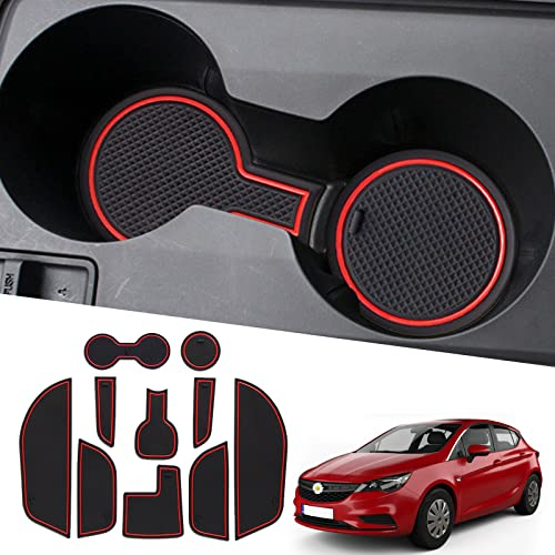 Ruiya Kompatibel mit Opel Astra K 2016-2020 Auto Gummimatten Türschlitzmatte, Astra K Antirutschmatten Armlehne Getränkehalter Matte Mittelkonsole Rutschmatten Türnaht rutschfeste Matte