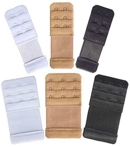 YarBar BH Verlängerung Erweiterung 3 Haken und 2 Haken Bra Extender BH Verlängerer mit Elastisch Band Weich Gurt Komfortabel (3 Reihe, 3 Haken, 6 Stück, 2 Haken und 3 Haken)