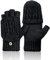 Fingerlose Handschuhe Damen Winter - Warme Convertible Halbfinger Fäustlinge Mit Flip Top Touchscreen für Fotografie Sport - für Damen und Herren (Schwarz)