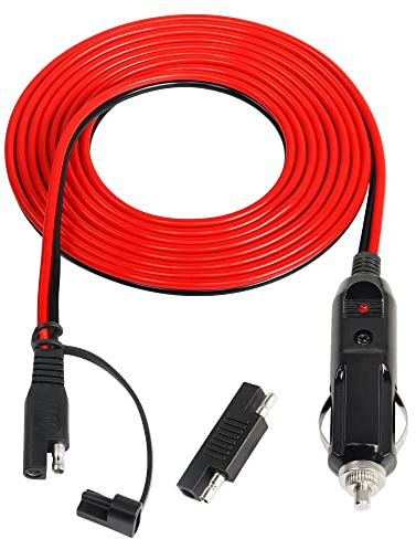 SinLoon 10FT 16AWG Zigarettenanzünder SAE Akku Ladekabel 12V 15A Zigarettenanzünder Stecker auf SAE Schnellverschluss Verlängerung Akku Ladekabel Ladegerät mit Sicherung und Anzeige