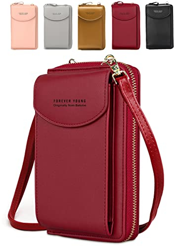 Damen Handy Umhängetasche, Leder Handytasche zum Umhängen mit Geldbörse Kartenfächer, Crossbody Geldbeutel Brieftasche Kleine Tasche Geschenke für Frauen zum Geburtstag Weihnachten