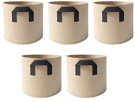 SJDWDX 5 Pack 1 Gallone Grow Bag, verdickter Stoff Topf Grow Bags mit Griff, Kartoffel Pflanzbeutel für Kindergarten, Garten und Pflanzen