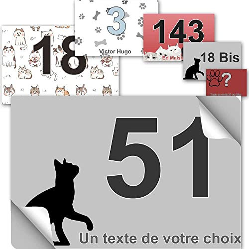 TOUTENPLAQUE Adesivo numero civico - collezione gatto: Personalizzare..