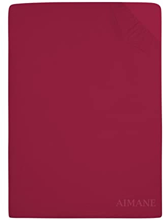 AIMANE® Non Iron Percale 4FT Small Double Fitted Sheet Poly Cotton Easy Care Non Iron Percale 4FT Fitted Bed Sheets Small Double (Wine)