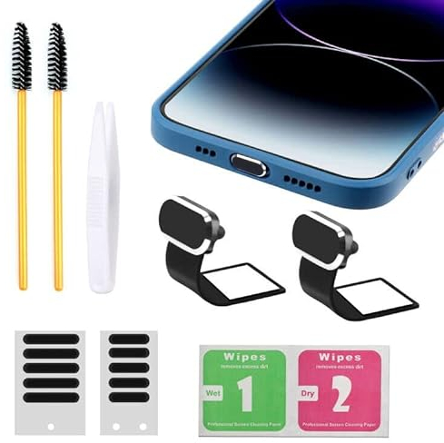 OOTSR iPhone Anti-Lost Dust Plugs for iPhone Lightning Port Protects Charging Port Dust Cover,Phone Speaker Dustproof Stickers Protector, Mesh Speaker Cover sets