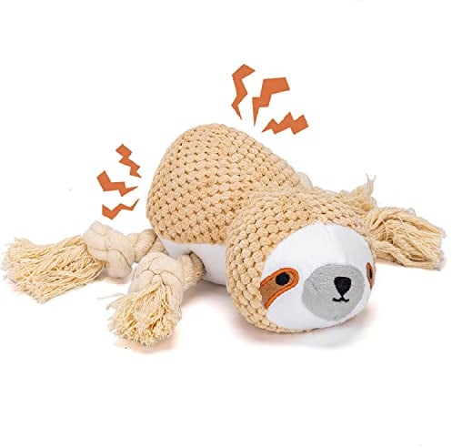 Nobleza Dog Squeaky Toys, Interactive Play Soft Plush Rope Toy, Cotton Material, Dog Toys For Small Medium Dogs, Teething Toys, Brown.