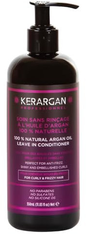 Kerargan - Tägliche Disziplinierende Pflege ohne Ausspülen mit Arganöl für Ungezähmtes, Trockenes und Lockiges Haar - Nährend, Anti-Frizz, Entwirrend - Ohne Sulfate, GMO, Mineralöl - 350ml