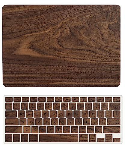 Coque Compatible avec MacBook Air 13,6 Pouces 2022 M2 Version A2681 avec Liquid Retina Display Touch ID, Étui Rigide Protecteur en Plastique et Housse de Clavier, Bois Brun