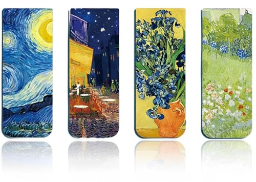 DDKY Segnalibri magnetici da 4 pezzi, segnalibro magnetico kit fai da te segnalibri per studenti, insegnanti, scuola, articoli per ufficio (I colori di Van Gogh)