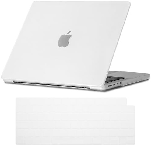 NJIAONE Hülle Kompatibel mit MacBook Pro 14 Zoll 2021-2024 M4 M3 M2 M1 A3112 A3185 A3401 A2918 A2992 A2779 A2442, Hart Schalen Case Schutzhülle Kunststoff mit EU Tastaturabdeckung - Matt Transparent