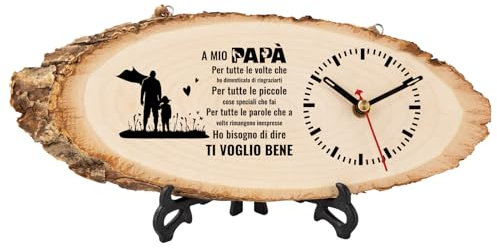 Tulolvae Regalo Compleanno Papà, Orologio in Legno Regali per Papa da Figlia, Natale Idee Originali Festa del Papà Regali per Padre Uomo 12 * 4 in