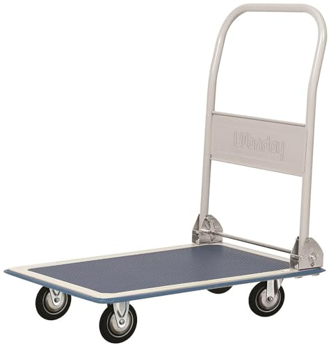Wonday Faltbarer Trolley, grau, grün, Kapazität 300 kg – Maße aufgeklappt: L 72 x H 85 x T 47 cm