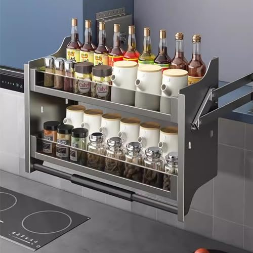 Tiroir De Placard, Étagère Multifonctionnelle À Suspendre Au Mur Système D'étagères À Épices Plaque Intérieure À Faible Encombrement Porte-assiettes Pour Armoire Haute ( Color : Grå , Size : 76x28x54c