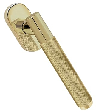 Gedotec Fenstergriff Messing matt | 1 Stück | MARION | Drehkipp-Rasterolive ohne Schließzylinder | Fensterbeschlag für Fenster | moderne Fensterolive auf Oval-Rosette | 42 mm Stiftlänge