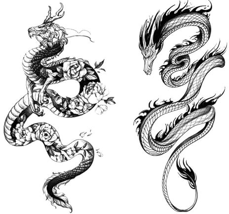 BeyondTattoos XQB458 459 Lot de 2 tatouages temporaires Dragon Tattoo Bras Tatouages temporaires Dragon Tattoo Bras Tatouages