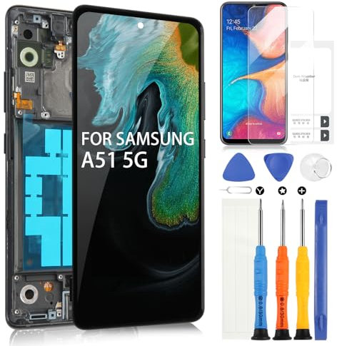 ARSSLY Écran OLED pour Samsung Galaxy A51 5G A516 SM-A516F SM-A516B SM-A516U Écran LCD Tactile de Remplacement Écran en Verre Numériseur avec Kit de Réparation (Noir avec Cadre)