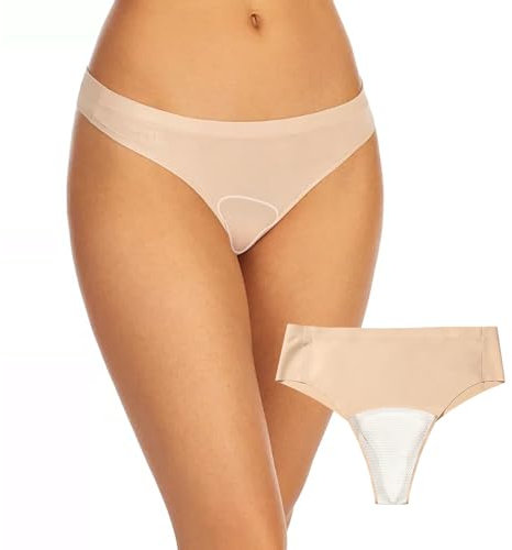 Wezest Camel Toe Cover Thong/Camel Toe Concealer Unterwäsche/Cameltoe Hider Eingebaute Latexabdeckung zum Verstecken weiblicher Linien, Beige, Einheitsgröße