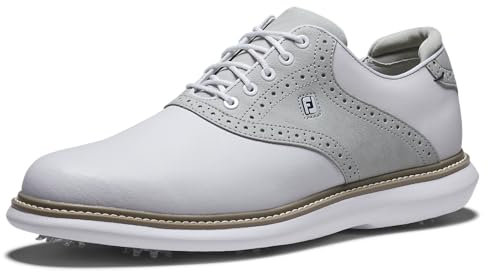 Footjoy Traditions Previous Season Style, Zapatos de Golf Hombre, Blanco/Gris/Blanco, 49.5 EU