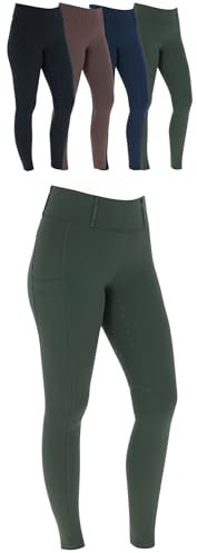 Covalliero - Damen Reitleggings Silikon Vollbesatz | Reithose mit 2 Handytaschen | Herbst & Winter Reiterhose | warm, atmungsaktiv & elastisch | Reitbekleidung in Opal Green | Größe 42/44