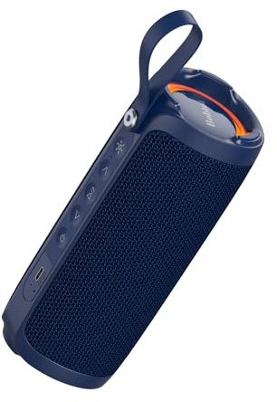 Bobtot Portable Bluetooth Speaker 15W, IPX6, Blue | TWS Pairing, 15H Playtime, RGB, Powerful Sound with Dual Bass for Outdoor, Party, Shower, Camping, Travel