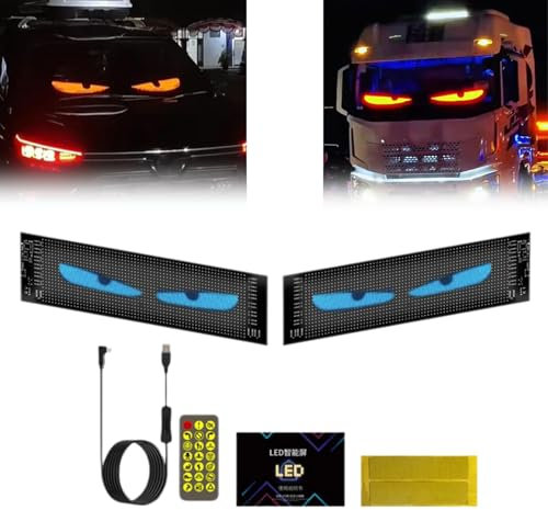 Lot de 2 yeux de diable pour voiture, écran LED flexible programmable, écran doux coloré avec contrôle par application pour voiture, camion, fenêtre de magasin