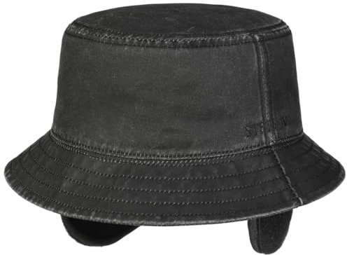 Stetson Bucket Hut - Vintage Look - Stoffhut mit Ohrenschutz - UV-Schutz 80 - Herren - Herbst/Winter schwarz S (54-55 cm)