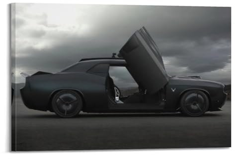 Poster Muscle Car, Challenger, Dampf, Rennwagen, dekoratives Gemälde, Leinwand, Kunstbild, 40 x 60 cm