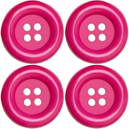 XL-Knöpfe 5cm 4 Stk | Große Knöpfe für Fasching Kostüme Karneval | Clown XXL (pink)