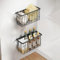 Restorgan 2 Pack Kitchen Cabinet Door Storage Box, Self-Adhesive Wall Mounted Metal Storage Box, Kitchen Wrap Organizer Container, Small Items Organiser Storage for Cabinet/Bathroom/Fridge