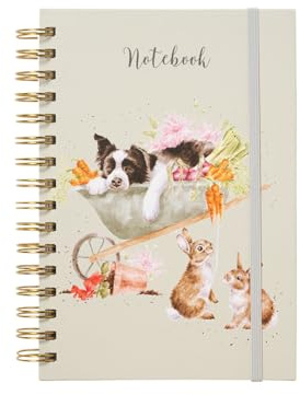Wrendale Designs - Sleeping on the Job' Border Collie and Rabbit Notebook